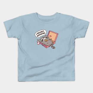 Cute Raccoon In Pizza Box I Regret Nothing Funny Kids T-Shirt